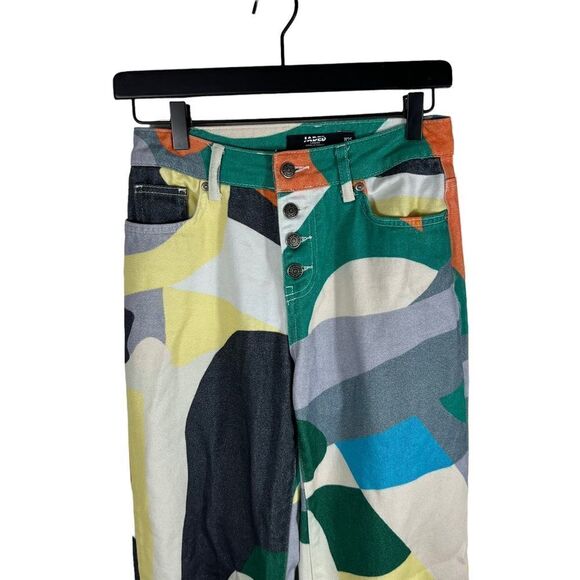 Jaded London Abstract Art Print Flare Leg Jeans - Picture 3 of 8